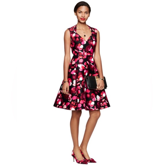 kate spade Dresses & Skirts - Kate Spade Falling Flowers Red Pink Fit and Flare Mini Dress Size 6 Cocktail